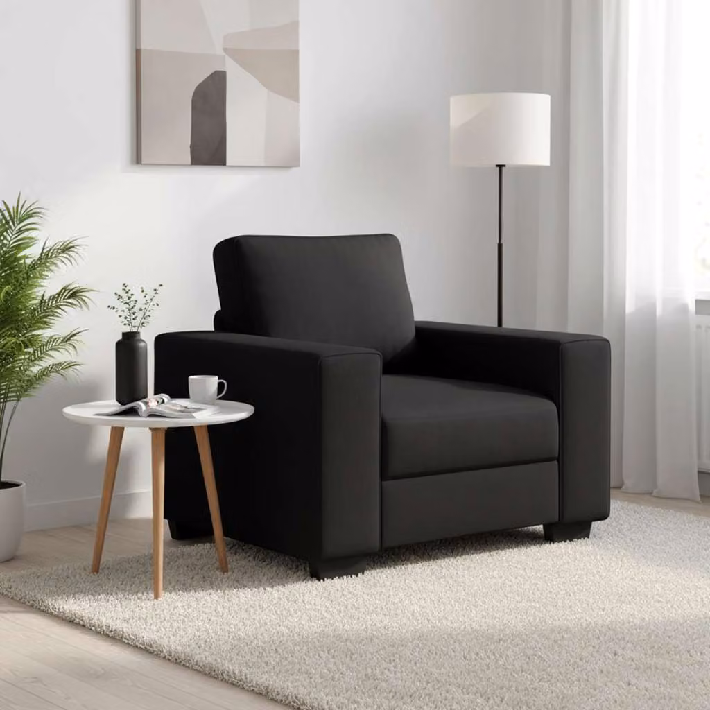 Poltrona moderna vidaXL in tessuto nero con braccioli L/P/H: 100 x 77 x 82 cm