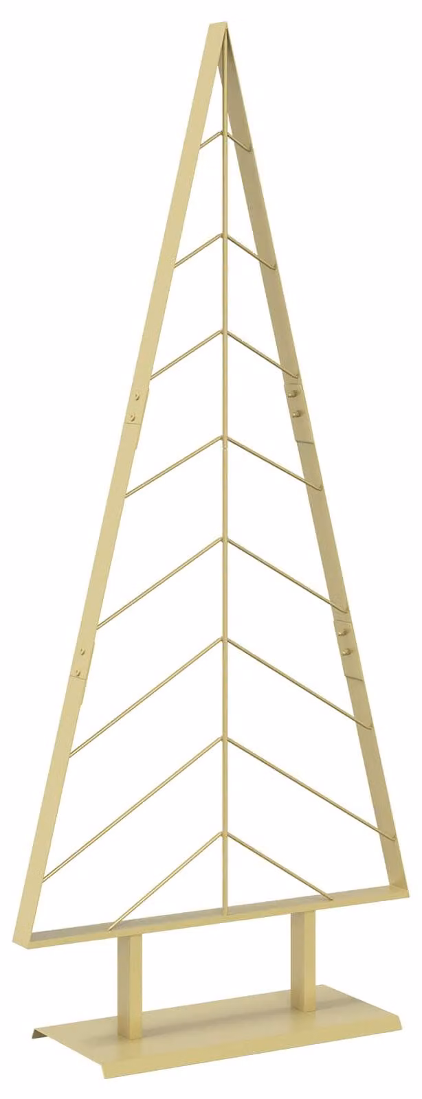 Albero di Natale in metallo con supporto, modello KUOPIO, 150 cm, acciaio dorato