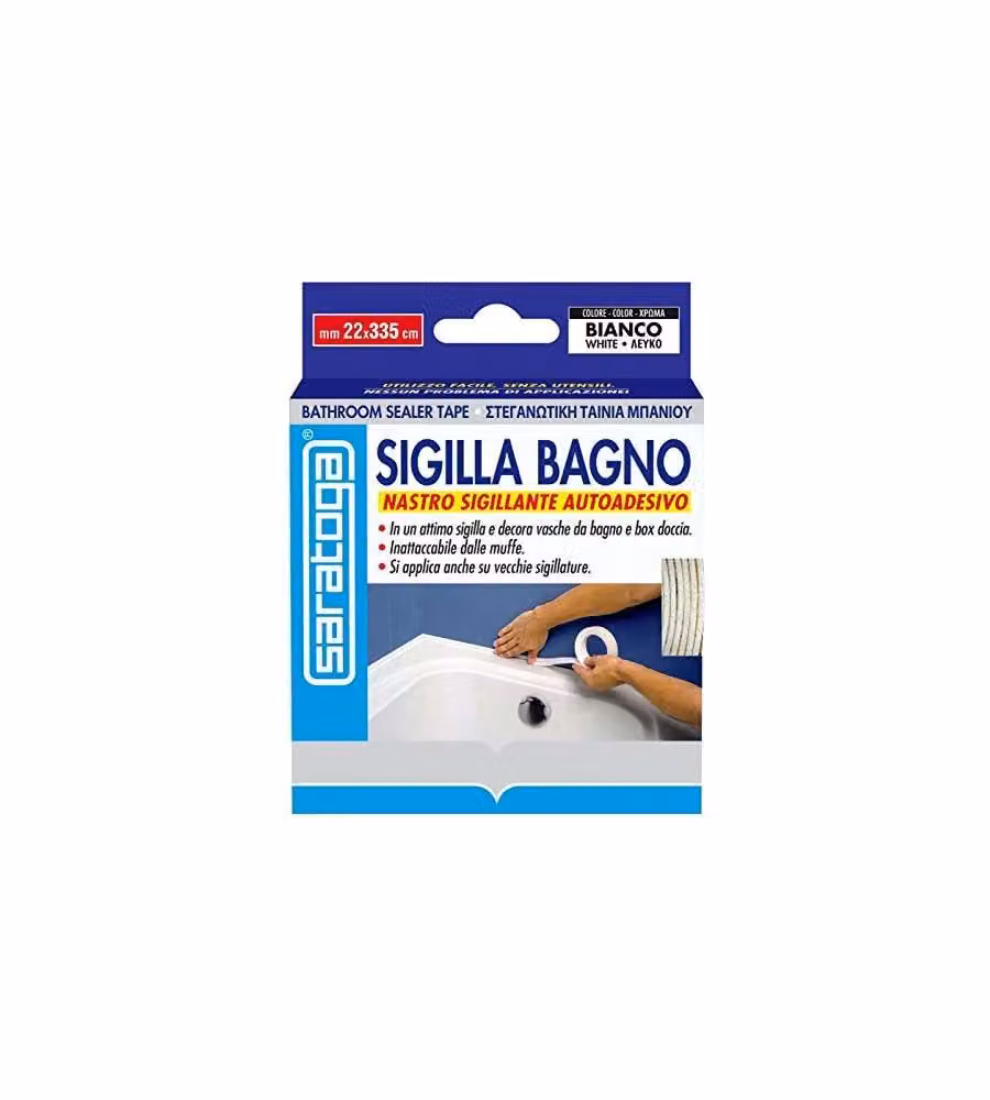 Saratoga Nastro Sigillante Autoadesivo 335x2,2 cm per Bagno Bianco