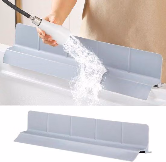 Copertura protettiva in silicone, lunghezza 58 cm, adatta per lavelli da cucina e bagni, con protezione contro schizzi e acqua di 9 cm, colore grigio.