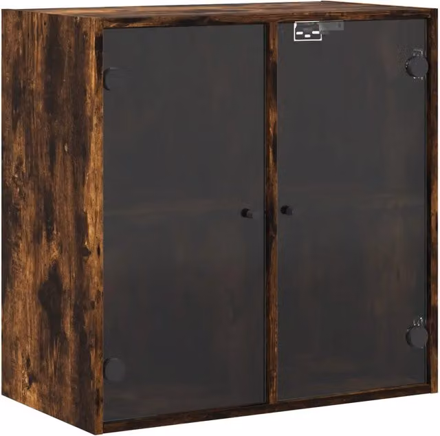 Armadio da parete in rovere fumo 68 x 37 x 68 cm con ante in vetro design moderno e versatile in legno nero 02_0049335