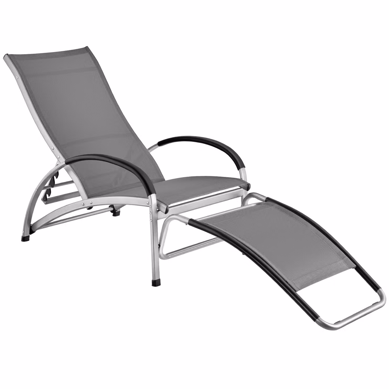 Lettino prendisole Avignon TecTake con schienale regolabile in alluminio verniciato e tessuto textilene, colore grigio antracite, L: 195 cm, P: 62 cm, H: 34 cm – 4