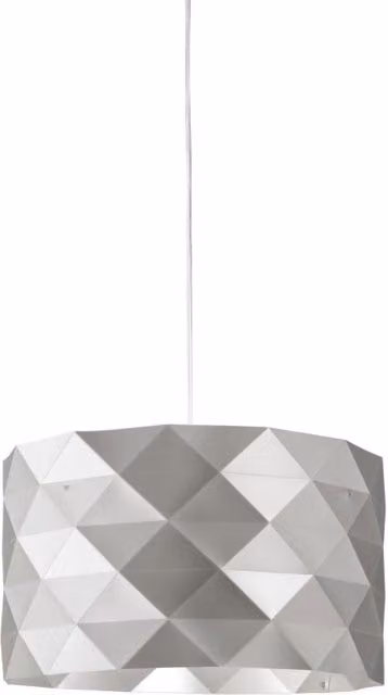 Lampada a sospensione moderna Prisma Polilux Linea Zero in argento e metallo cromo, diametro 40 cm, attacco E27