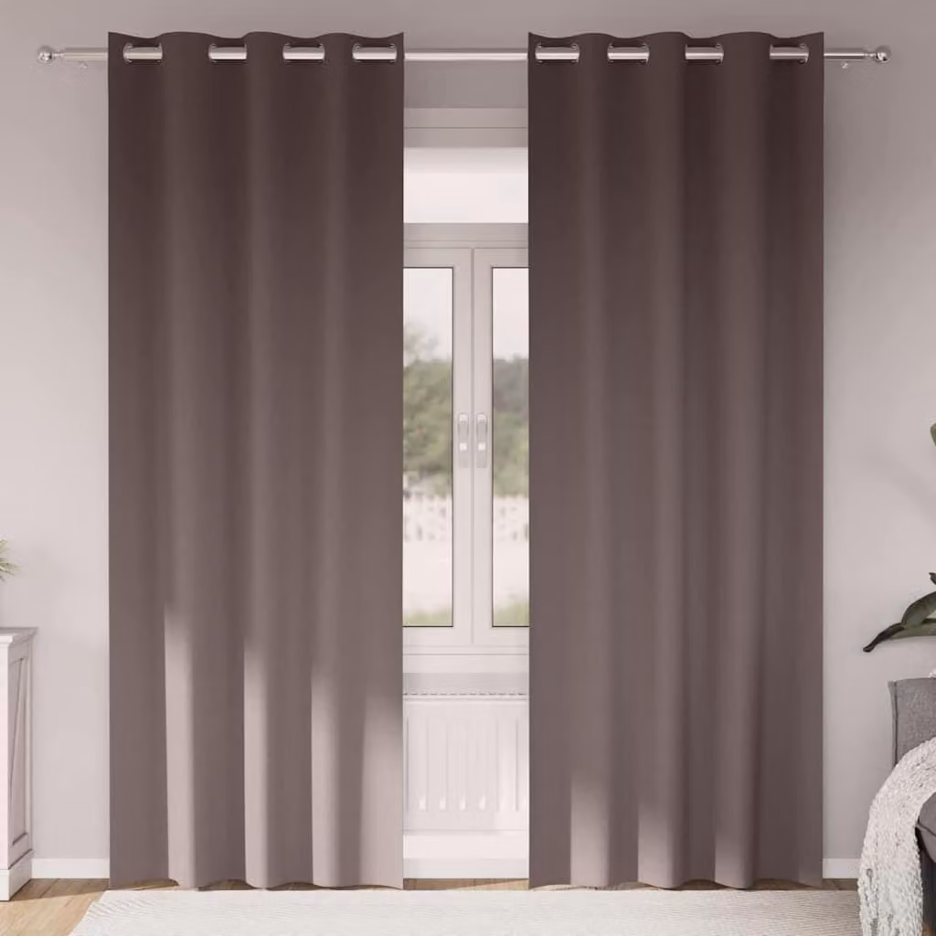 Tende Blackout con Anelli 2 pcs Marrone Scuro 225 x 140 cm