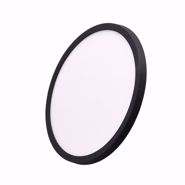 Plafoniera LED rotonda Ø300 mm 24W IP44 da incasso/incasso nera, CCT 3000K-4000K-6000K, taglio regolabile Ø65-270 mm, design ultrasottile 17 mm.