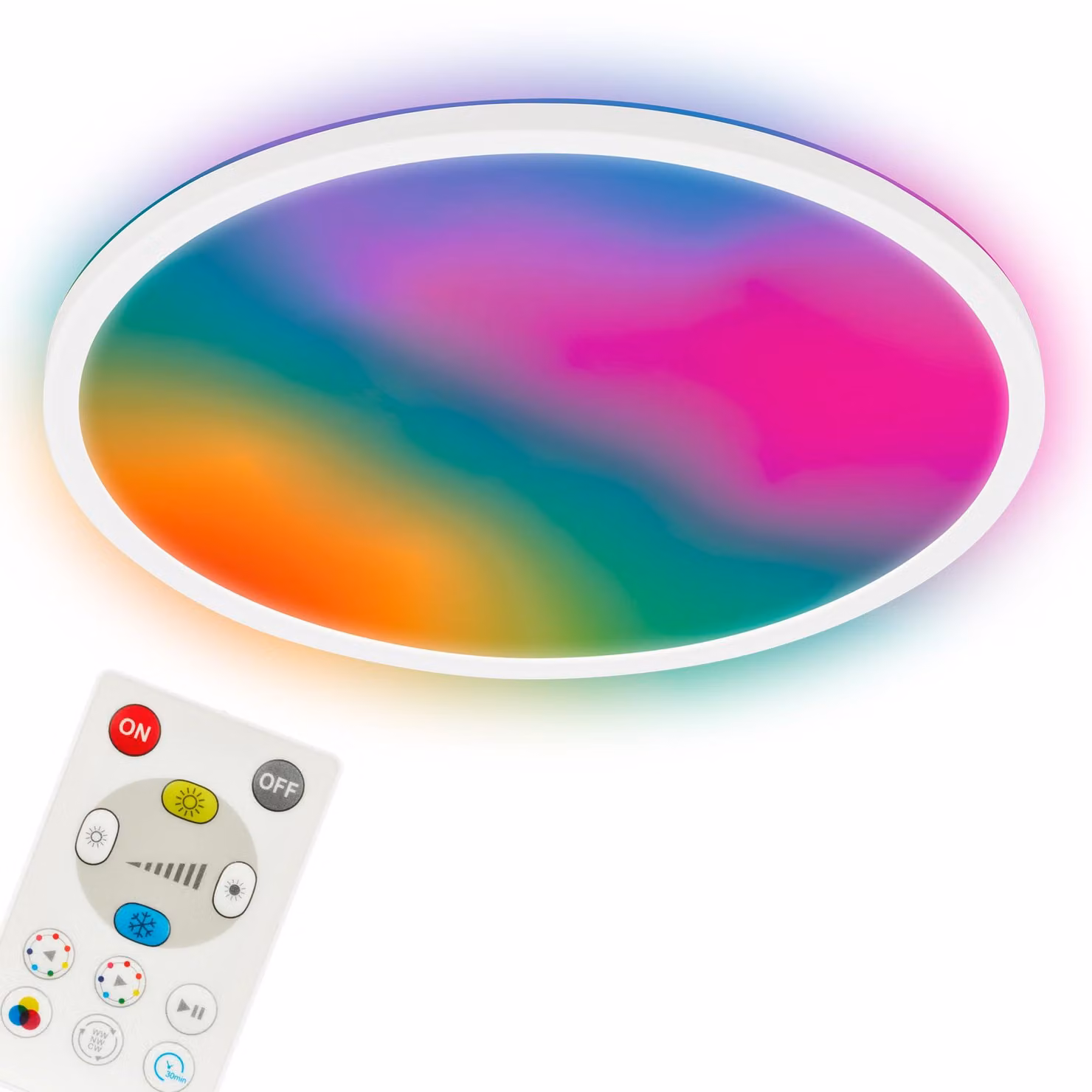 Briloner Pannello LED Dimmerabile Ø42x3 cm 22W 3000lm CCTIC RGBIC Cambio Colore Telecomando Bianco - Plafoniera LED Soggiorno Camera Da Letto