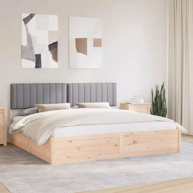 Letto con Testiera Rivestita-Struttura Letto con Testiera Grigio chiaro 200 x 200 cm 127483