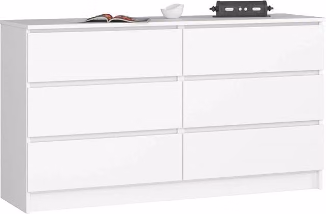 Cassettiera AKORD K140 Bianca 138 cm 6 cassetti 138x40x77 cm