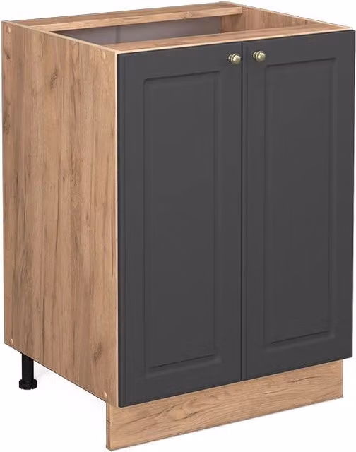 Mobiletto base cucina Vicco Fame-Line Antracite e Rovere dorato senza piano di lavoro L: 60 cm – 1
