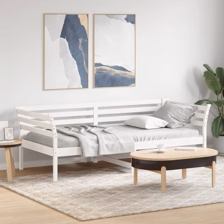 vidaXL Dormeuse in legno massello di pino bianca senza materasso L/P: 200 x 90 cm