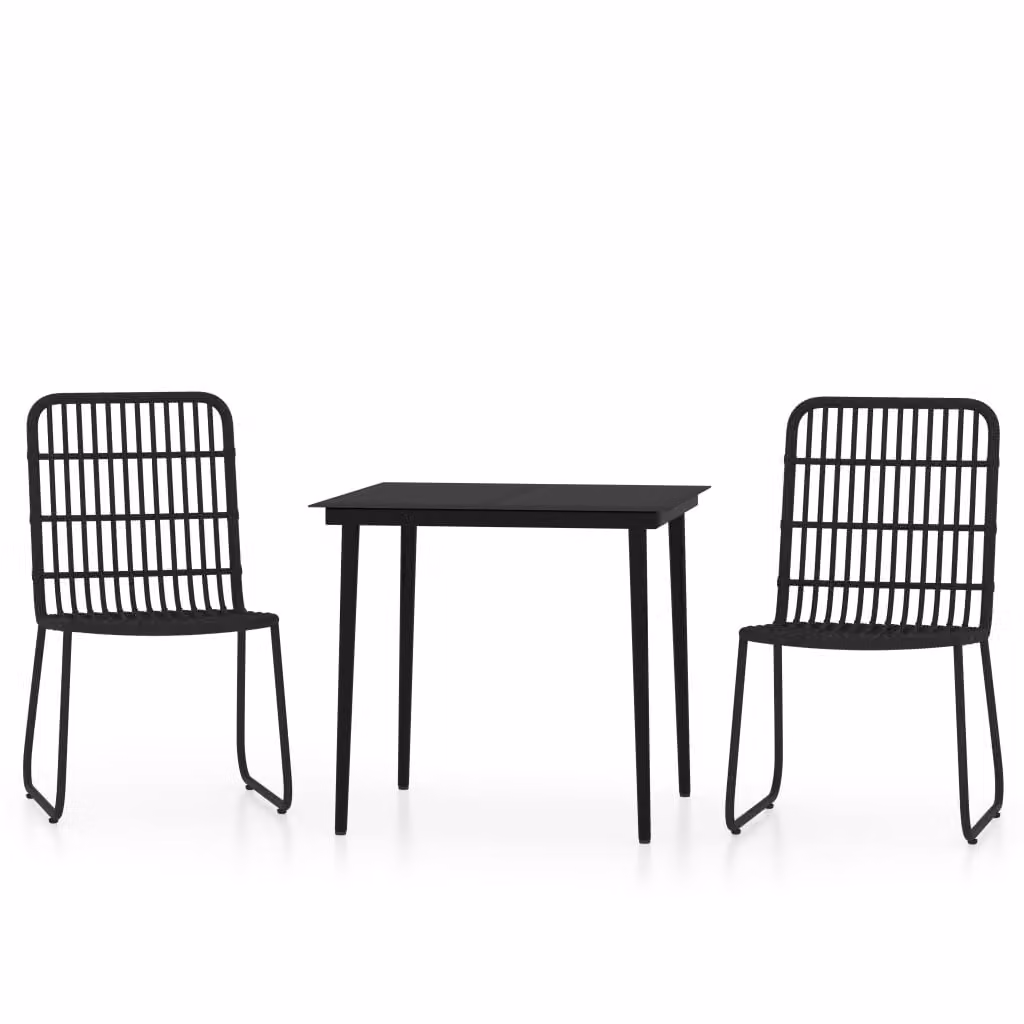Set da Pranzo da Giardino 3 pz Nero