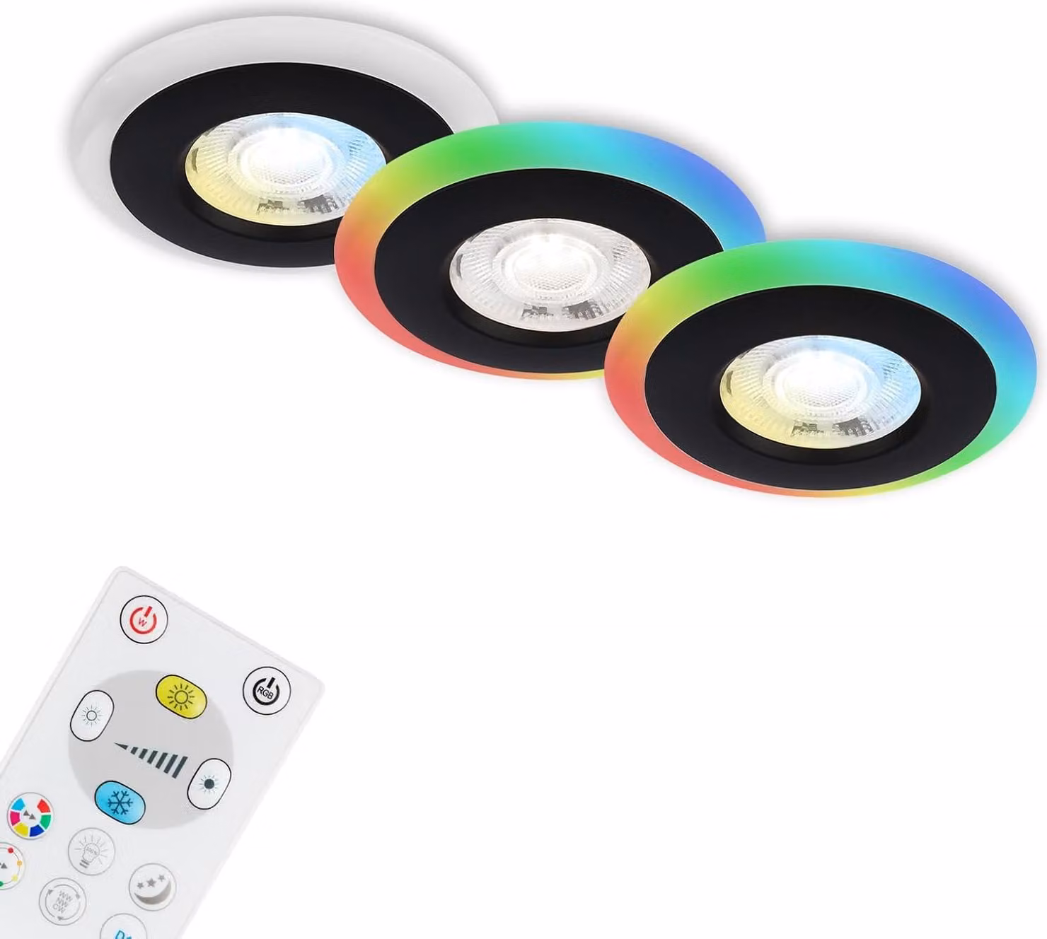 Di-Ka Luce da incasso LED Skill Colour set di 3 nero Ø 8,4 cm 5 W dimmerabile
