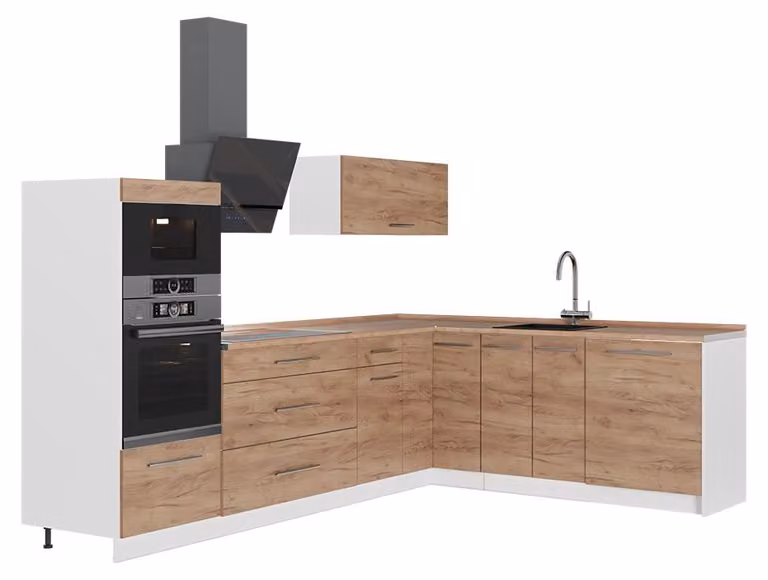 Cucina angolare completa Vicco Fame-Line Rovere dorato 287 x 207 cm, PL Rovere, Model 62919