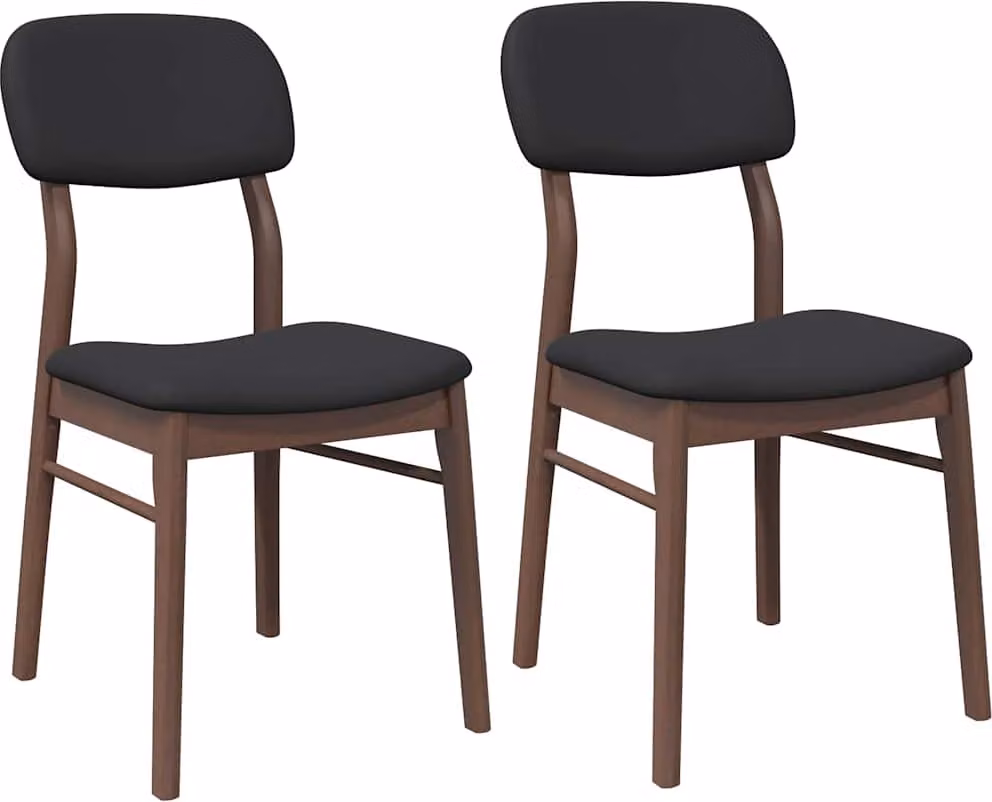 Sedie da Pranzo con Cuscini 2pz Marrone Legno Massello di Hevea