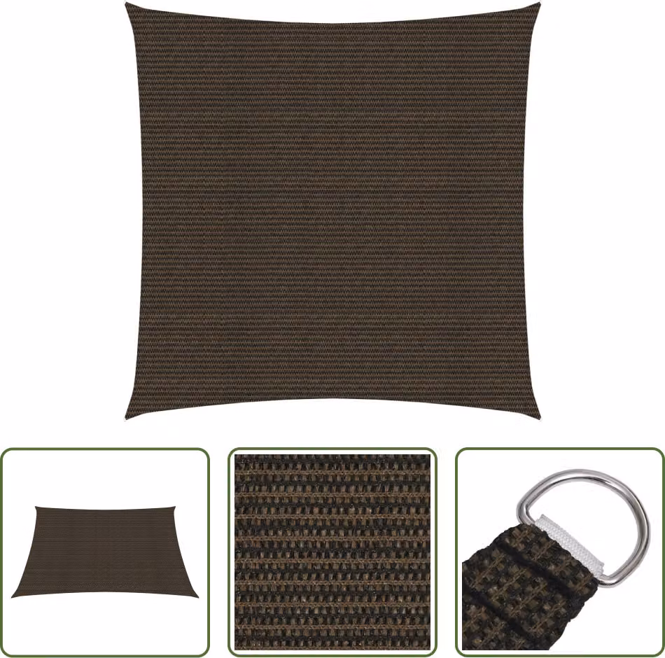 The Living Store Tenda da sole 160 g/m² Marrone 3x3 m HDPE