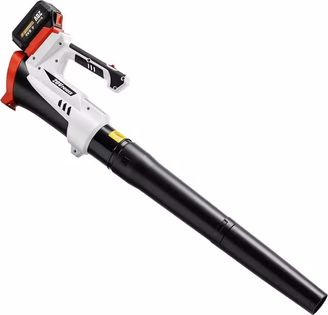 Soffiatore per foglie cordless Outsunny bianco con batteria ricaricabile da 4000mAh, 18V e 6 livelli di velocità