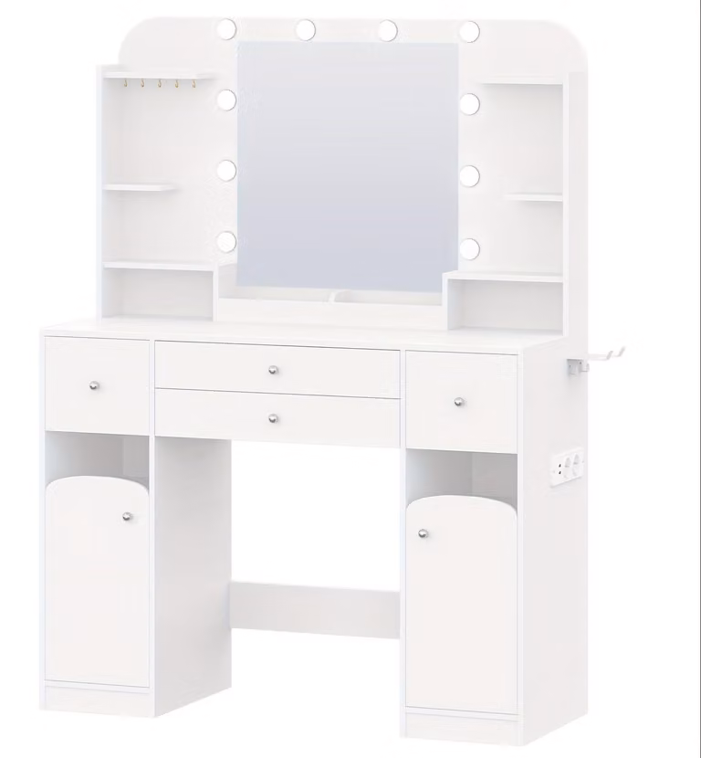 Tavolino da trucco - Comò da trucco - Mobiletto per il trucco - Tavolino per gioielli - Tavolino per la bellezza - Illuminazione a LED
