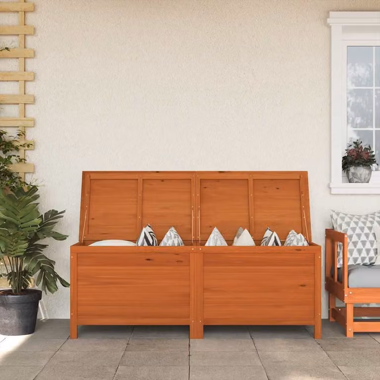 Contenitore da giardino vidaXL in legno massello di abete, colore marrone, L: 150 cm, P: 50 cm, H: 56,5 cm