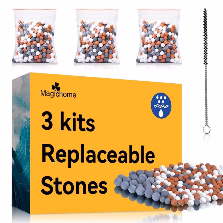 Set di ricarica per perle minerali: 3 kit di pietre filtranti per soffione della doccia, per la rimozione del cloro e la purificazione dell'acqua