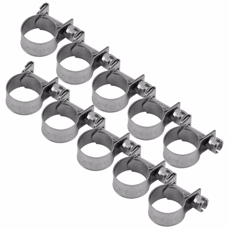 Set di 10 fascette per tubi, in acciaio inossidabile, da 6 a 20 mm, con dimensioni selezionabili