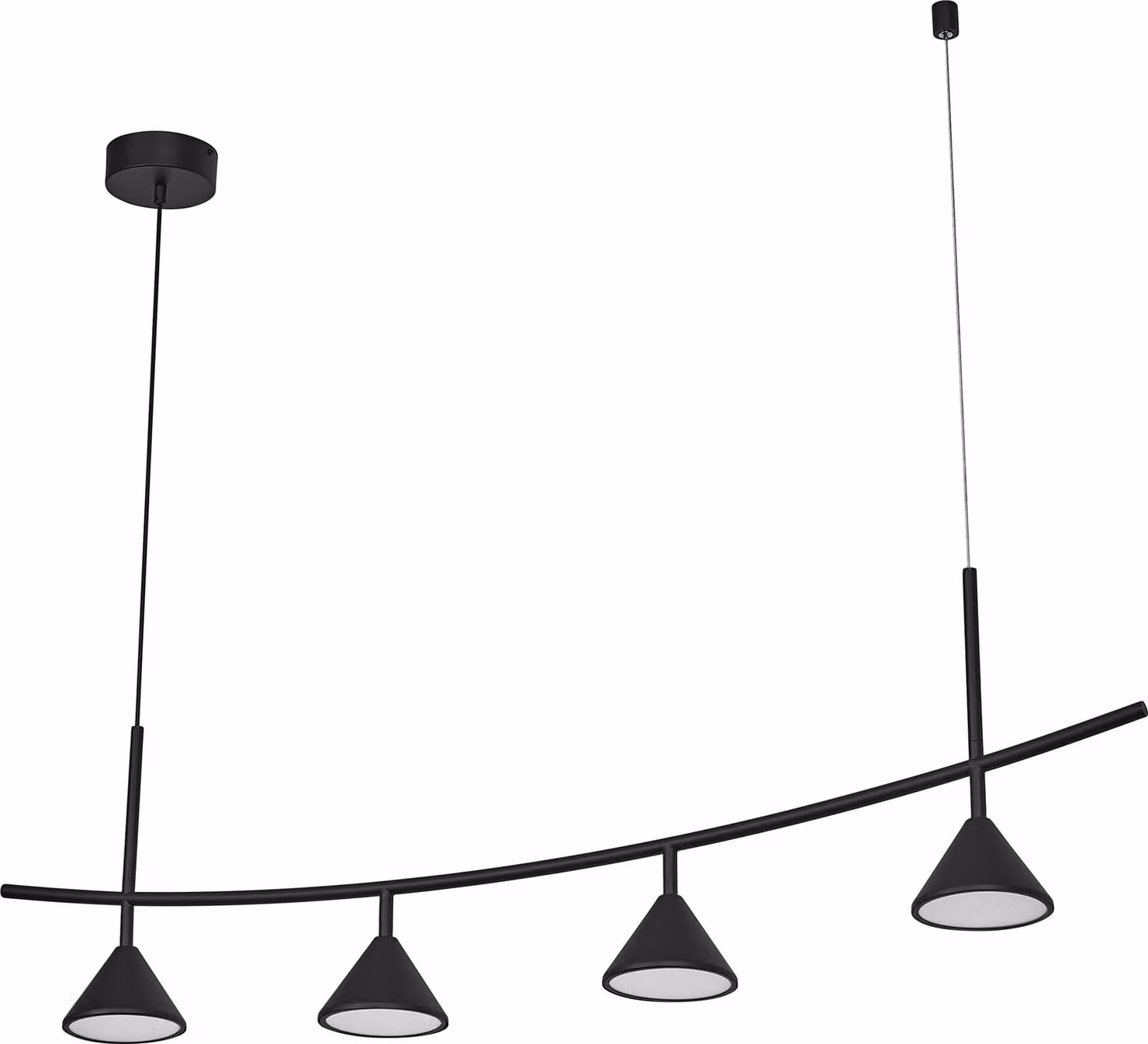 OSRAM Decor Fuji Linear, apparecchio decorativo a sospensione, 4 luci, 16W, 620lm, 3000K, 930 bianco caldo, non dimmerabile, IP20, nero, acciaio, lampadina non sostituibile