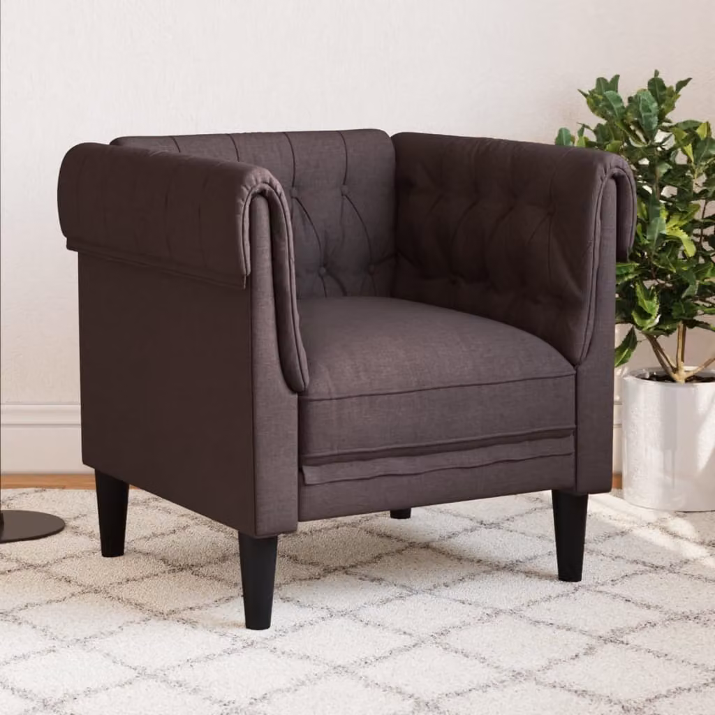 Maison Exclusive - Poltrona Chesterfield, tessuto marrone scuro