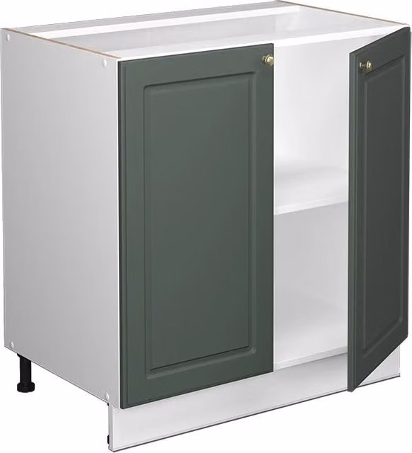 Mobiletto base cucina Fame-Line Verde-oro country/Bianco 80 cm piano di lavoro Rovere dorato Vicco