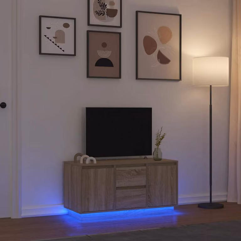 vidaXL Mobile Porta TV Moderno con Luci LED in Rovere Sonoma L: 100 cm, P: 41 cm, H: 50 cm