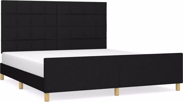 Letto matrimoniale | Letto per adulti | Giroletto senza Materasso Nero 160x200 cm in Tessuto