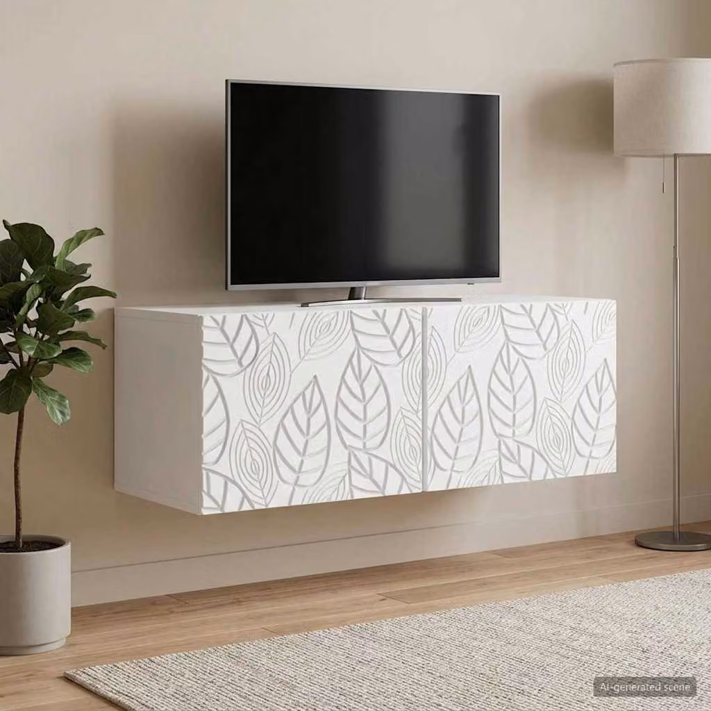 vidaXL Mobile Porta TV da Muro Bianco in Legno MDF Stile Vintage L: 78,5 cm, P: 41 cm, H: 30 cm