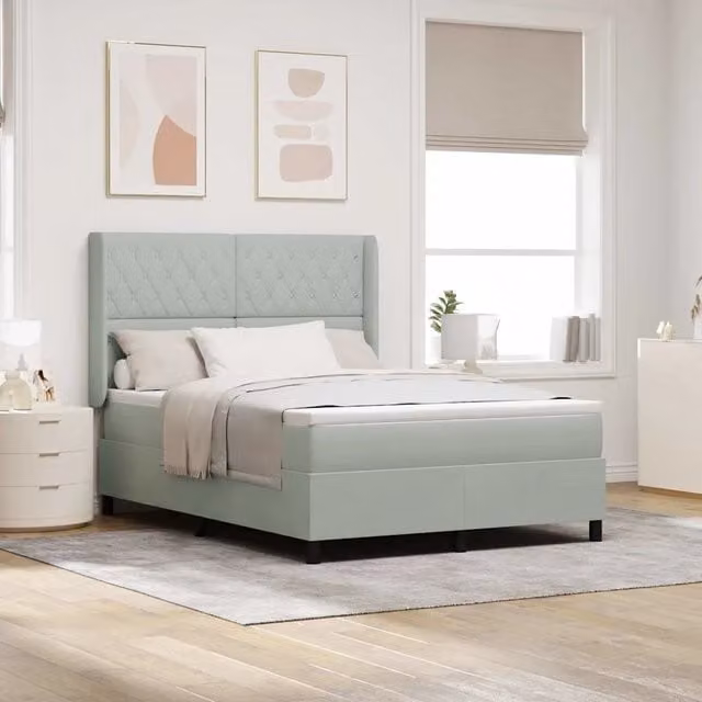 Letto a molle con materasso vidaXL in velluto grigio, L/P/H: 160 x 200 x 280 cm