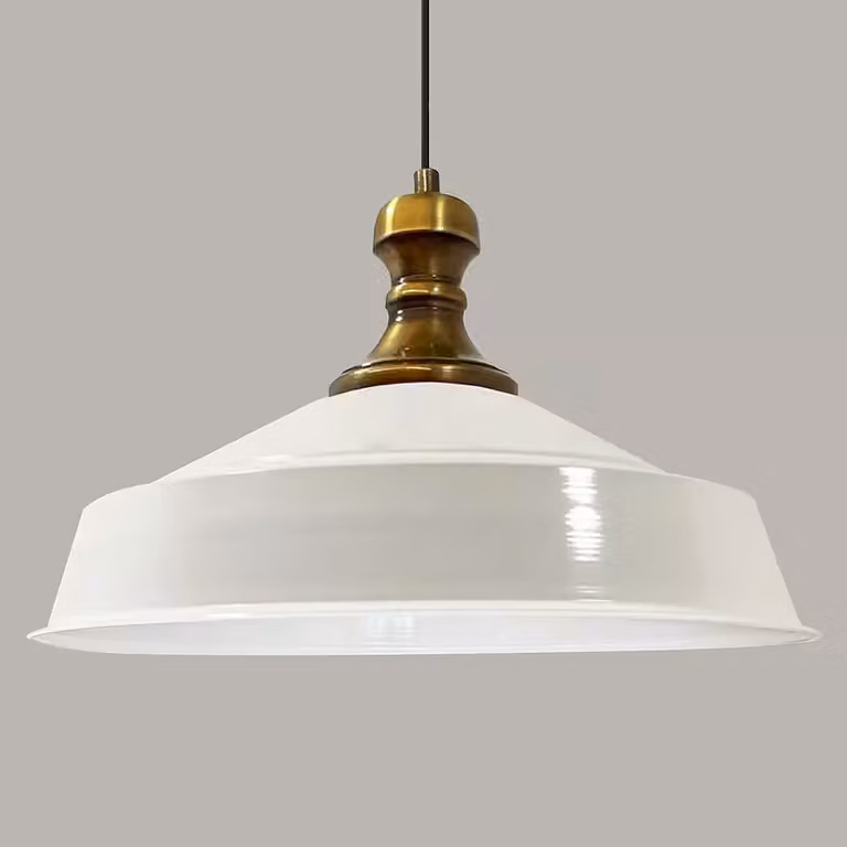 Lampada a sospensione in metallo Ø41 cm, bianco interno bianco, E27, lampada vintage