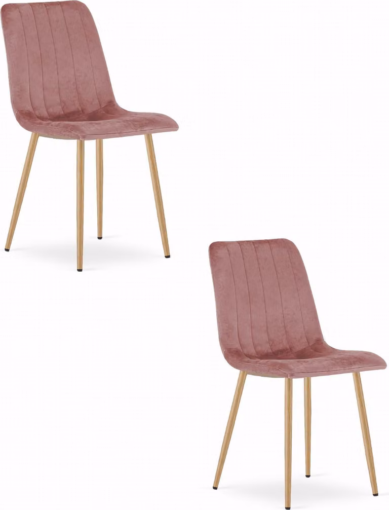 Sedia LAVA - velluto rosa / gambe in legno x 2