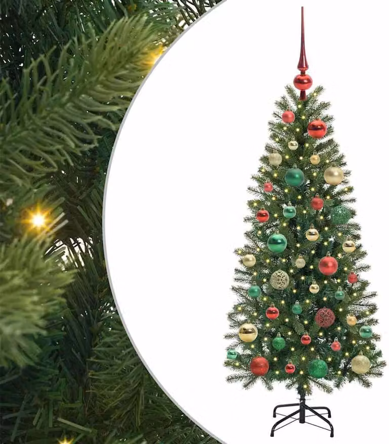 Albero di Natale artificiale con 150 LED Verde 120 cm PE e PVC
