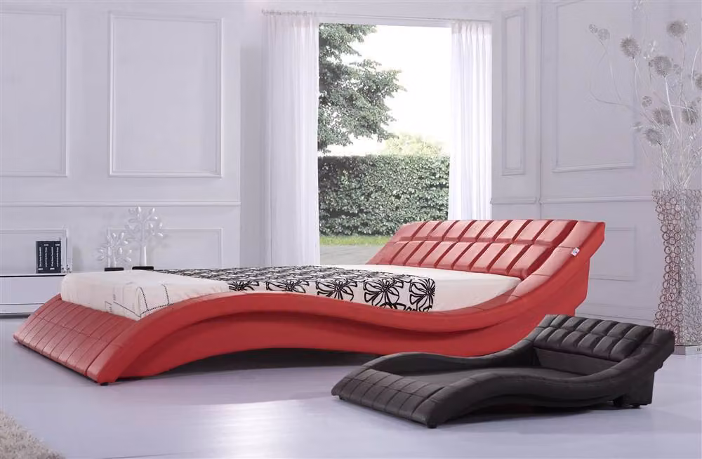 Doppel Ehe Bett Betten XXL Leder Gestell Doppelbett Designer Polster