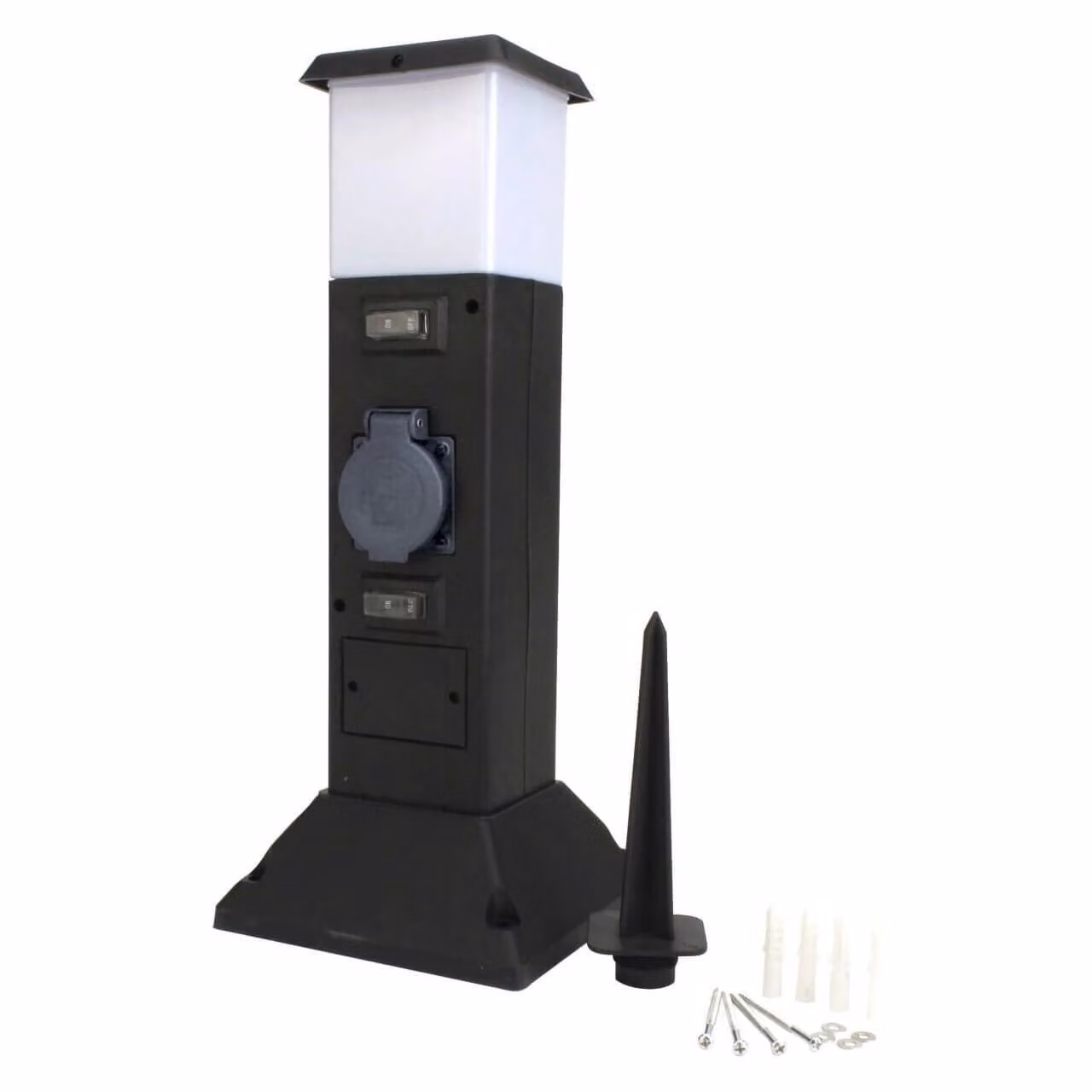 Presa da giardino in plastica a 2 pieghe IP44 con luce H 410 mm