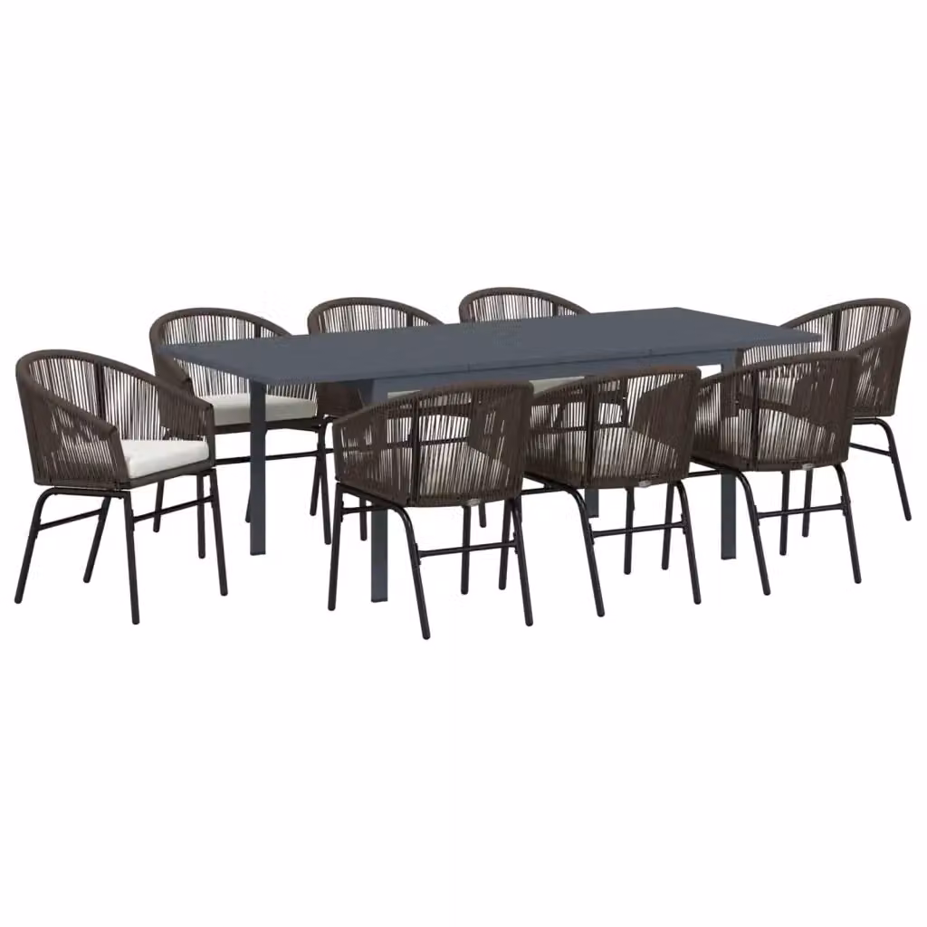 Set da pranzo per giardino e terrazzo vidaXL in polyrattan marrone composto da 9 pezzi – 2