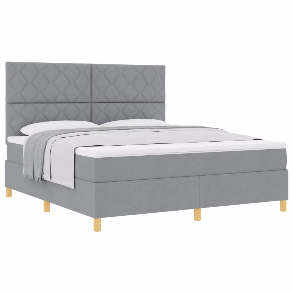 Letto a molle con testiera vidaXL in tessuto grigio, L/P: 180 x 200 cm – 2
