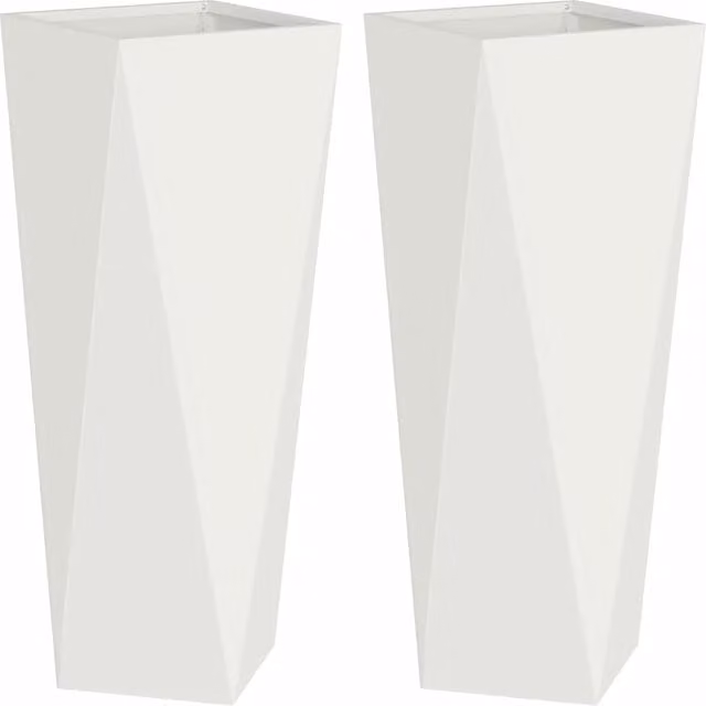 Set di 2 fioriere a cassetta in acciaio bianco per giardino ornamentale, L/P/H: 30 x 30 x 75 cm – 1