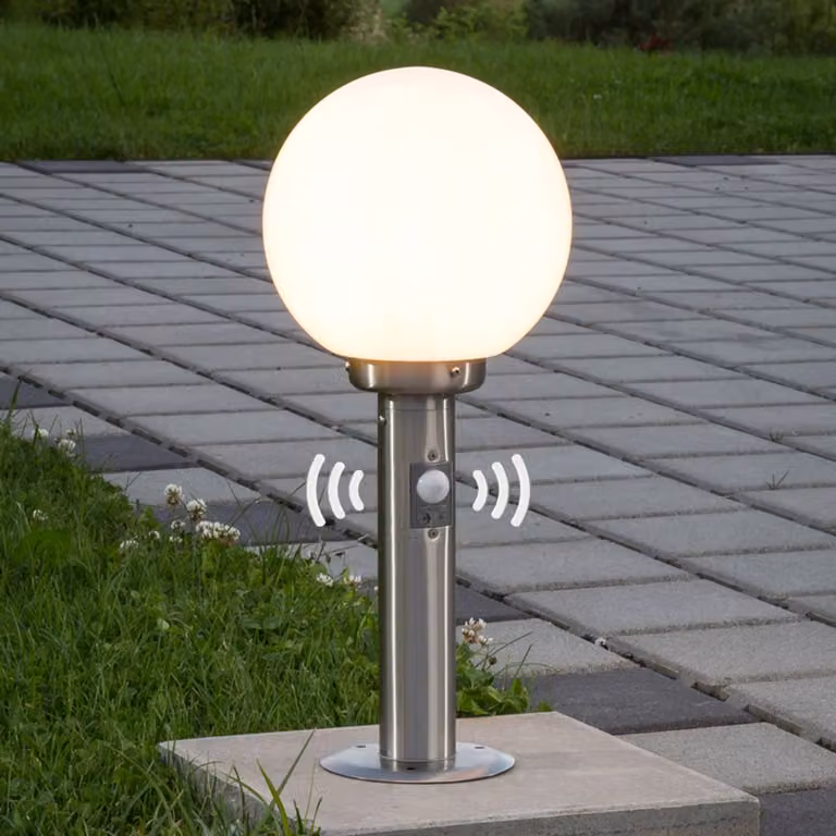 Lindby Lampioncino Vedran, 45 cm, acciaio inox, sensore Vedran Lindby, dimmerabile, Alluminio / Grigio / Zincato, Acciaio Inox, Moderno