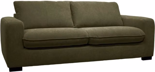 Divano letto a 3 posti Sweeek in ciniglia verde kaki con struttura in legno e materasso 140x200 cm – 1