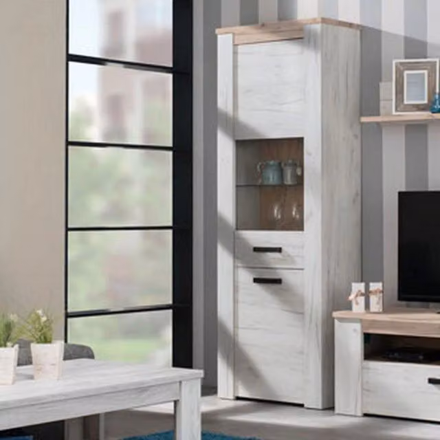 Mobile Espositore Sulbiate, Vetrina 4 Ripiani, 68.5x36.5x195h cm Bianco Larice