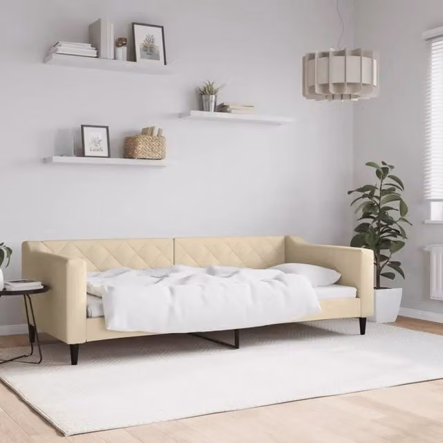 Letto da giorno moderno vidaXL in tessuto beige per camera da letto o soggiorno