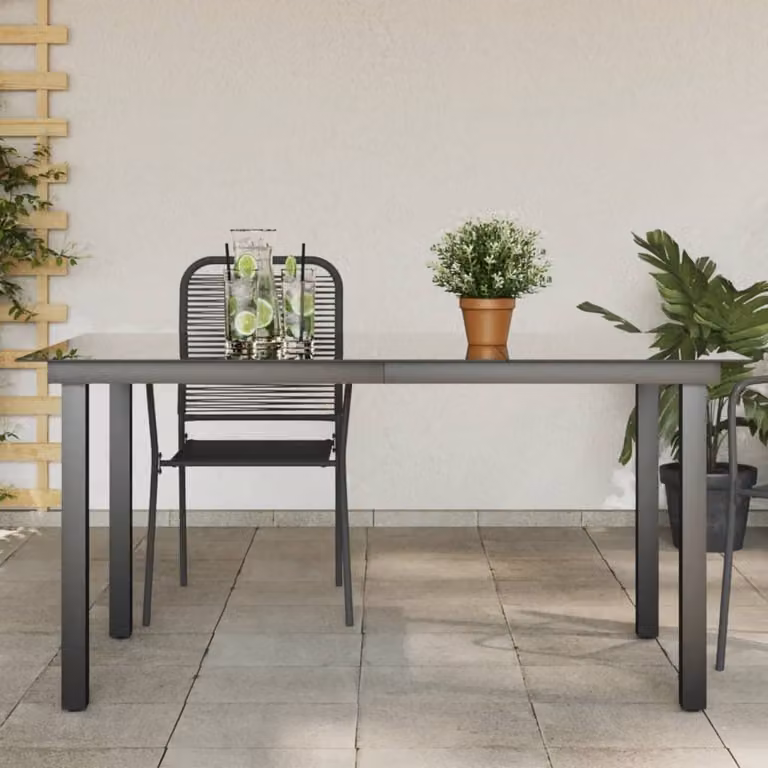 Maison Exclusive - Tavolo da giardino nero 150x90x74 cm in alluminio e vetro