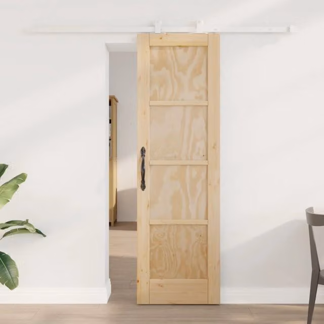 Porta scorrevole moderna vidaXL in legno e acciaio, colori naturale e bianco, H: 198,5 cm x L: 61 cm