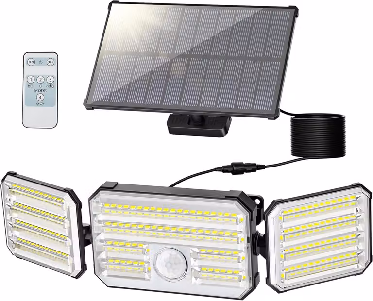 Lampada solare da esterno con sensore di movimento, 160 LED, 600 lumen, grado di protezione IP67