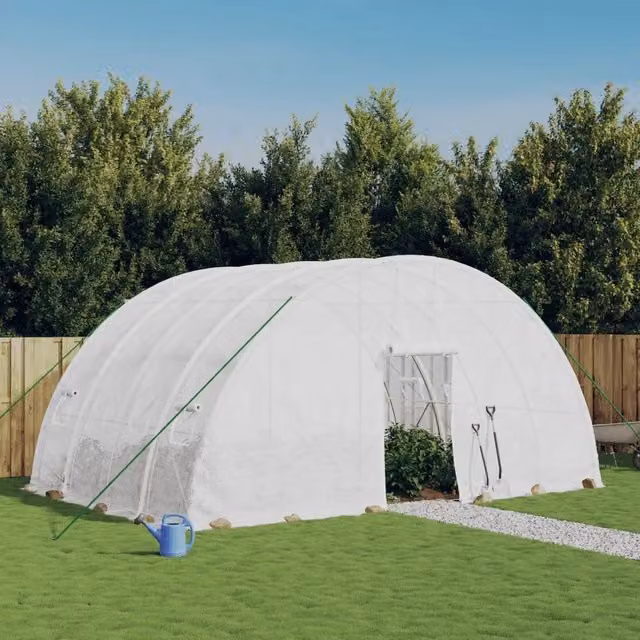 Serra con struttura in acciaio bianca 24 m² 6x4x2,85 m 3188116
