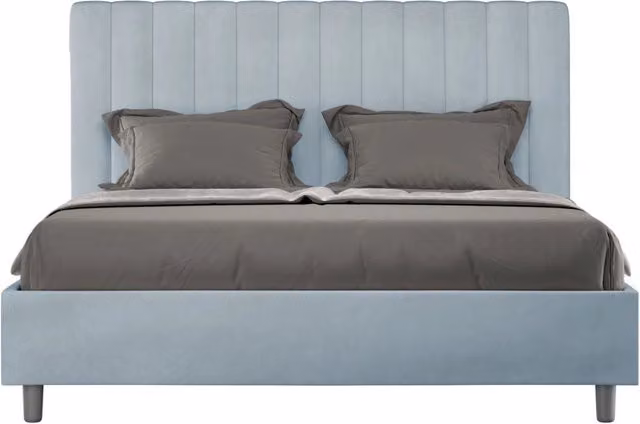 ityhome Letto matrimoniale king size senza rete imbottito 170x210 microfibra azzurro Agueda