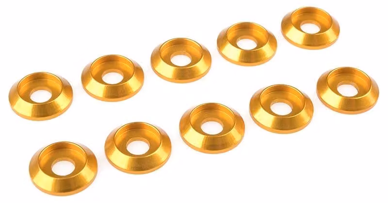G-Force, rondella in alluminio per viti a testa esagonale M4, diametro di contatto (AD) 12 mm, colore oro, confezione da 10 pezzi / GF-0407-040