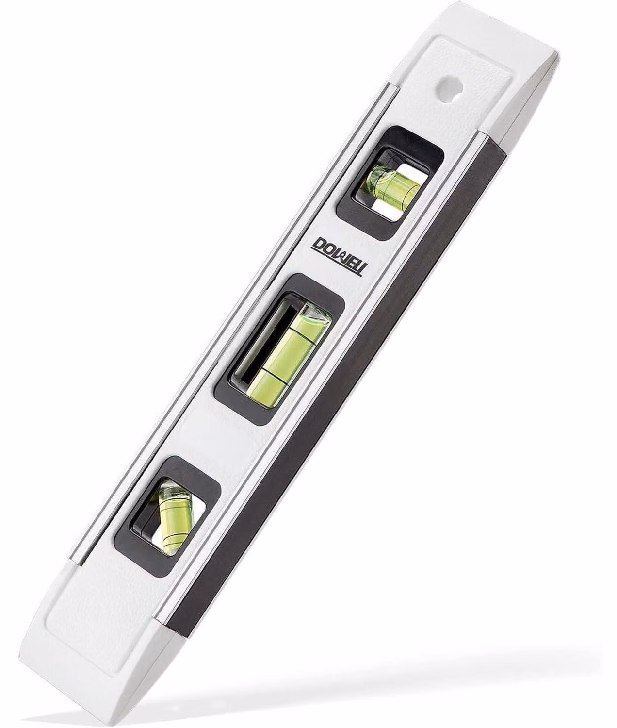 Livella a bolla magnetica per torpedini, 23 cm, mini, con telaio in alluminio, angoli di 180/90/45 gradi, colore bianco, confezione singola